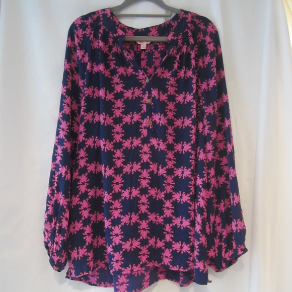 Lilly Pulitzer Tops - Lilly Pulitzer XL Elsa Get Hoppy Frog Silk Tunic